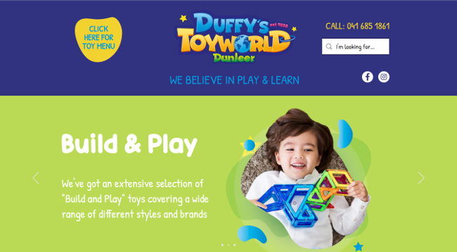 Website for Duffys toy world.