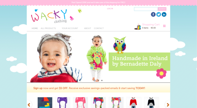 Wacky Clothing website