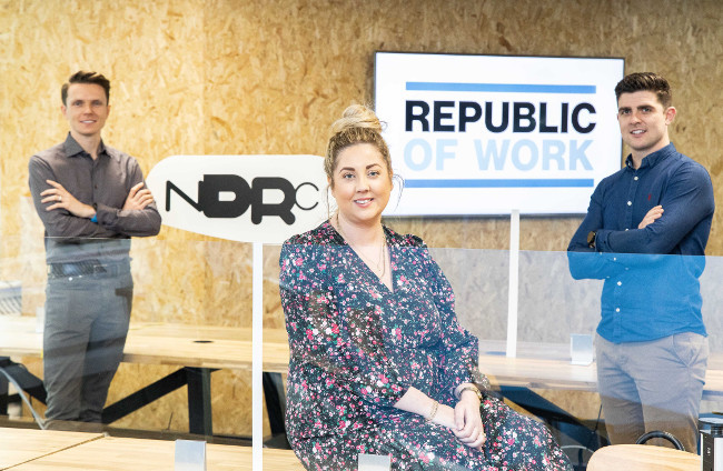 Two men and a woman at Republic of Work Cork.