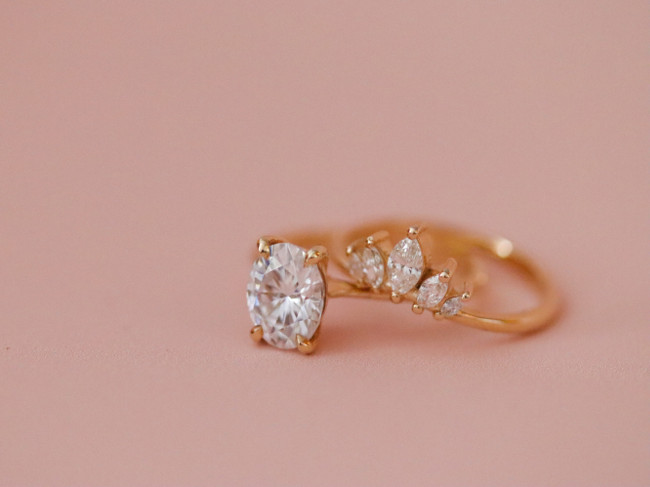 Diamond ring on a gold band.