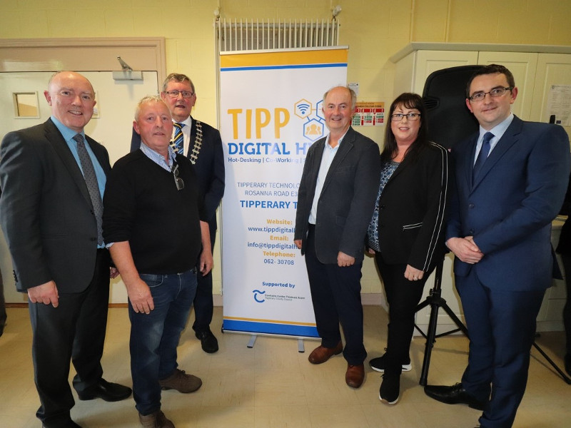 Group of people standing at the launch of Tipp Digital Hub.