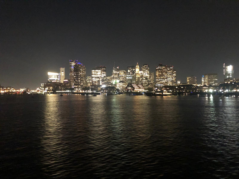 Boston skyline at night.