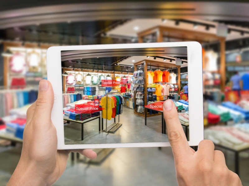 Looking at a physical retail store through a tablet lens.