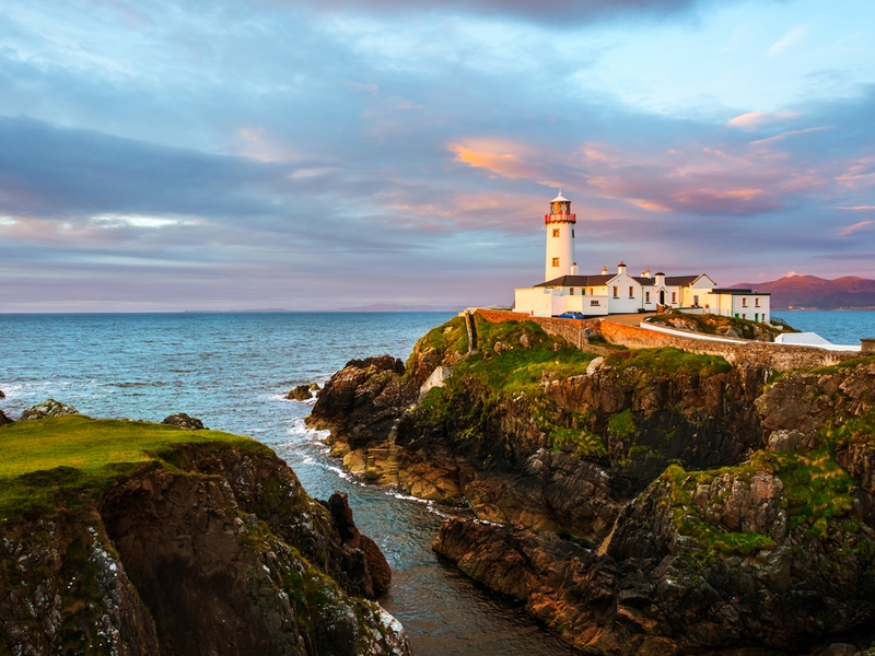 Lighthouse in Donegal on a calm, clear day.