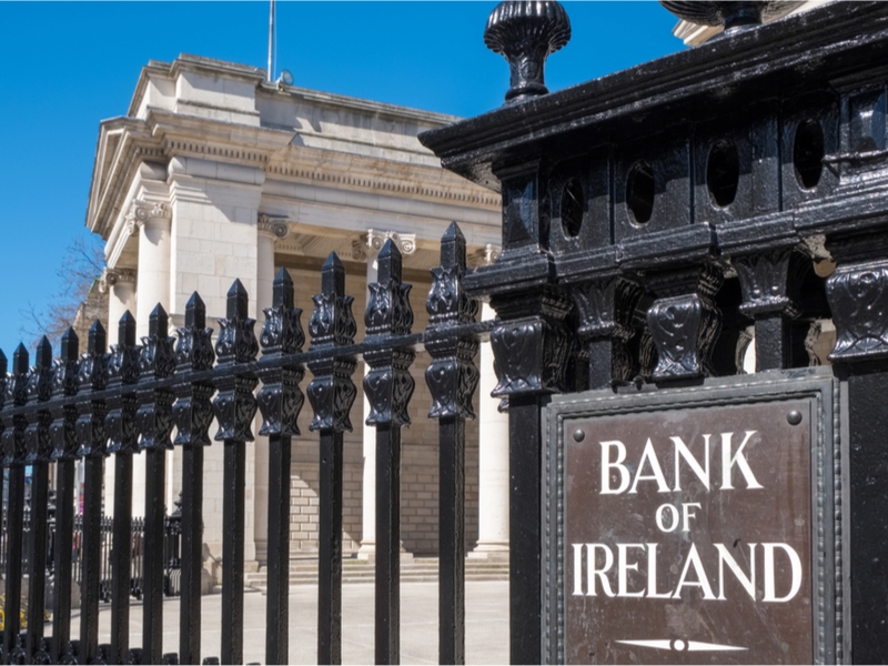 Bank of Ireland sign outside House of Lords, Dublin.