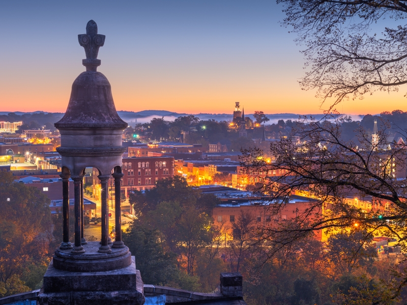 Aerial view of Rome in the US State of Georgia.