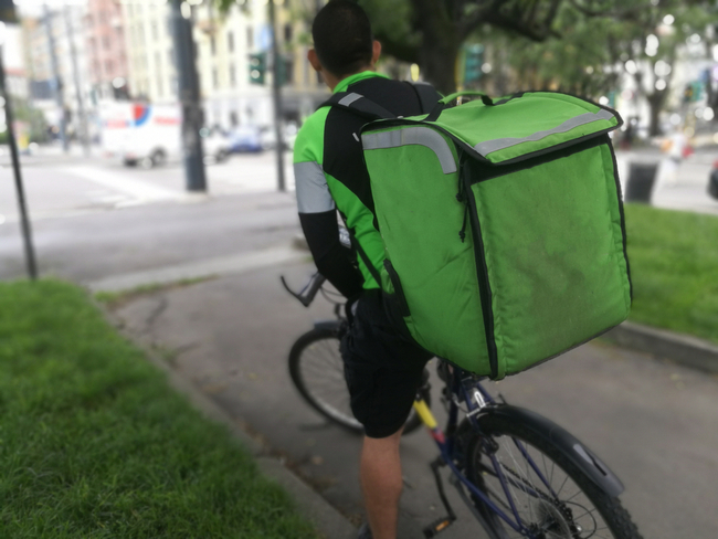 Food delivery cyclist in Dublin.