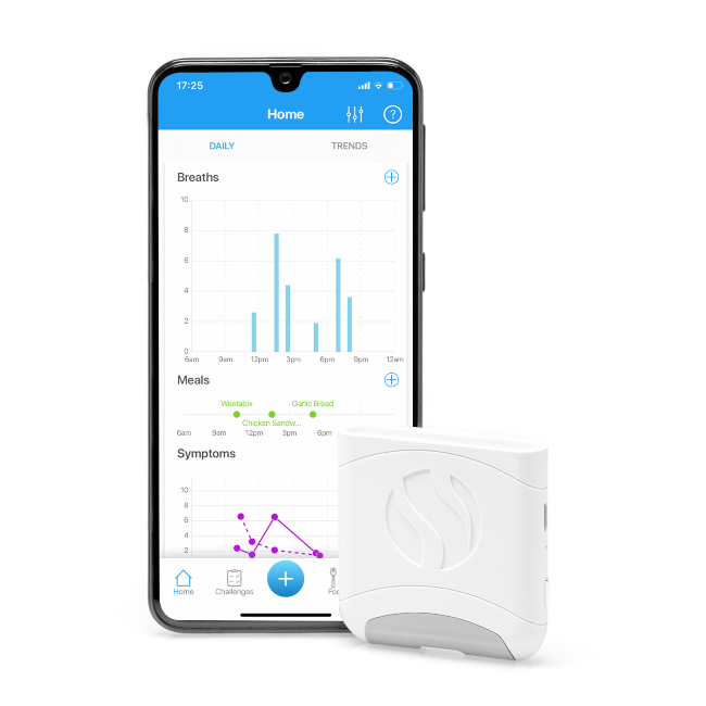 smartphone and FoodMarble breath device.