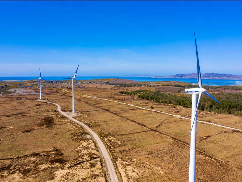 wind farm on Irish coast in Donegal.