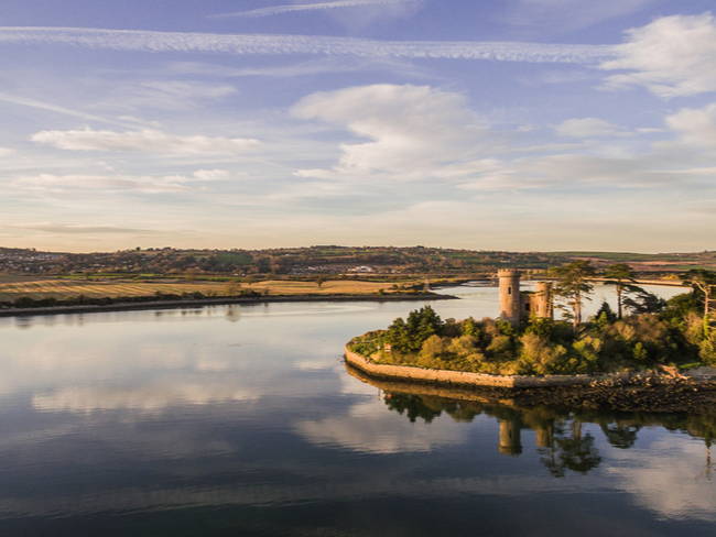 Island on a mirror-like water in Cork.