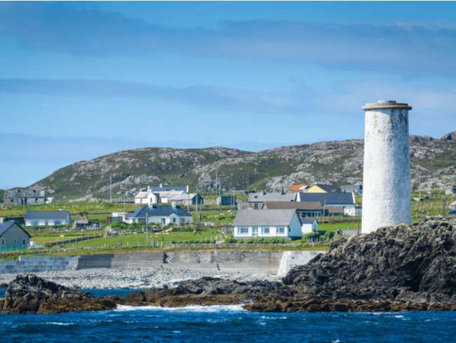 Village on an island off Irish coast.