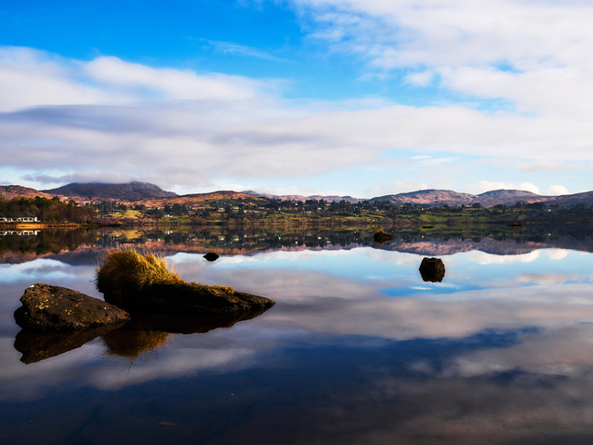 Serene lake view in Donegal.