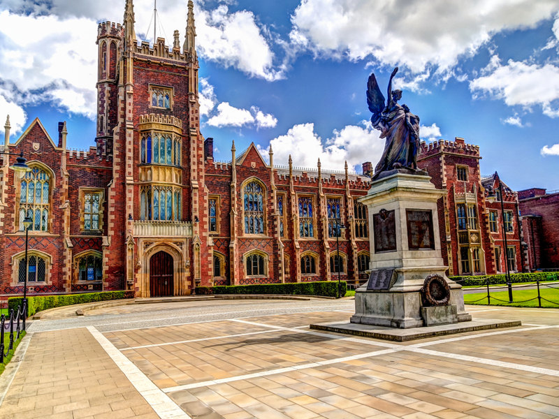 Statue outside Queen's University Belfast.