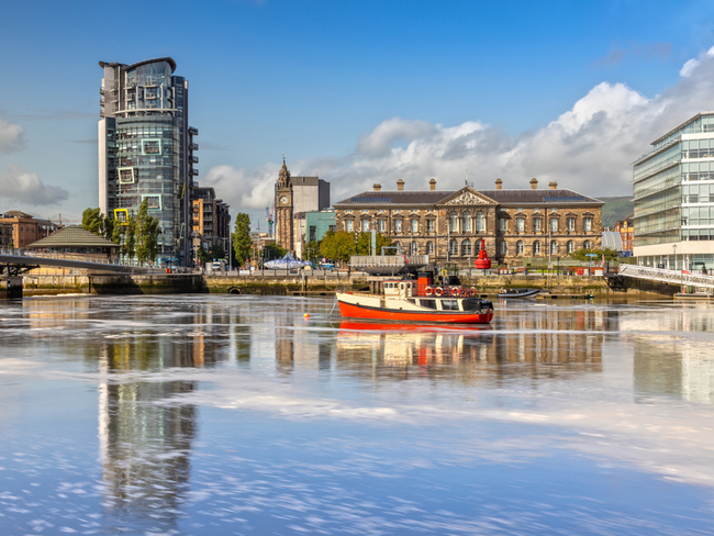 boat on river in Belfast.