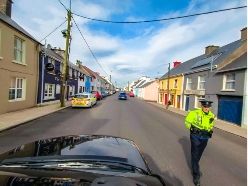 Garda checkpoint in Ardara, Donegal during Covid-19.