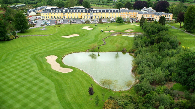 big resort hotel with a golf course.