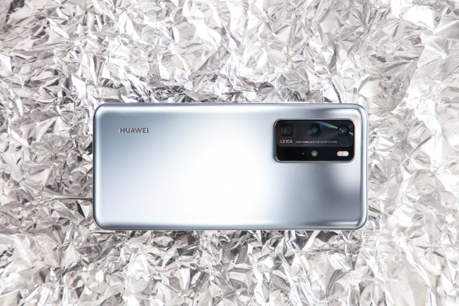 Huawei P40 smartphone in silver.