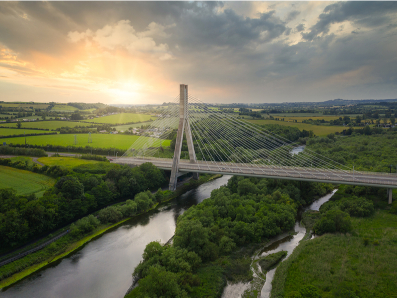 Modern motorway bridge in Ireland, near Drogheda.