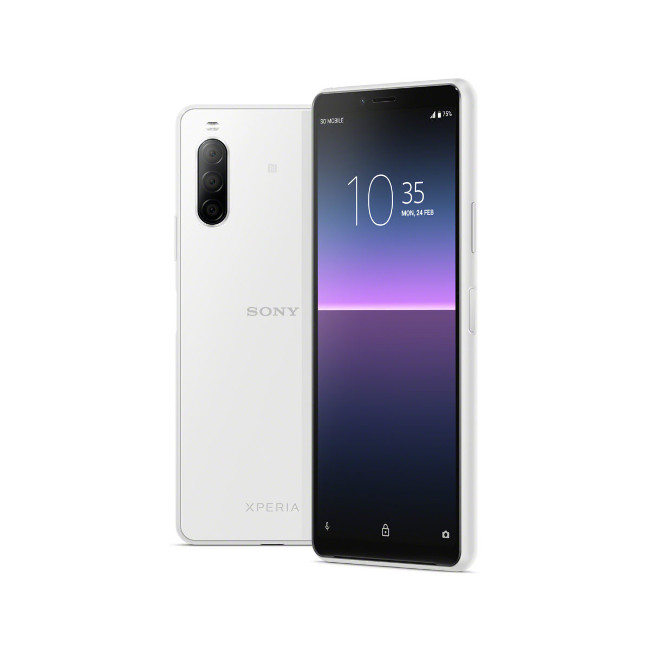 Sony Xperia 10 II in white front and back.
