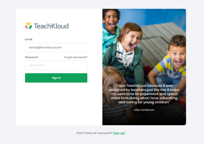 screenshot of TeachKloud service.