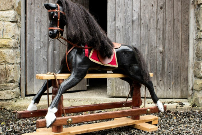 black rocking horse.