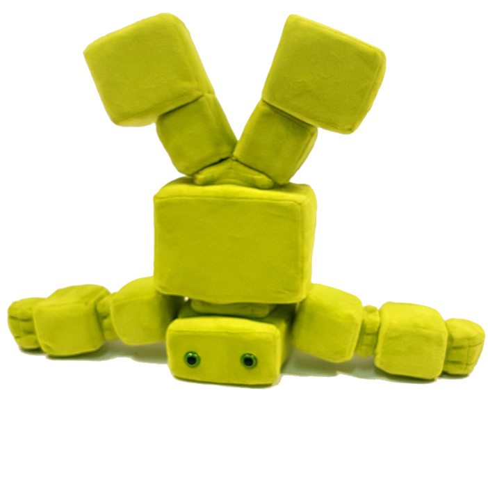 green robot teddy.