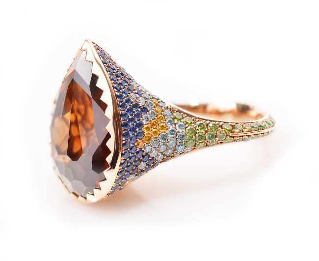 Rare brown/orange zircon ring.