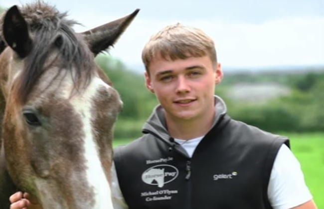 Young man with a horse.