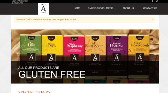 Aine Chocolate website.
