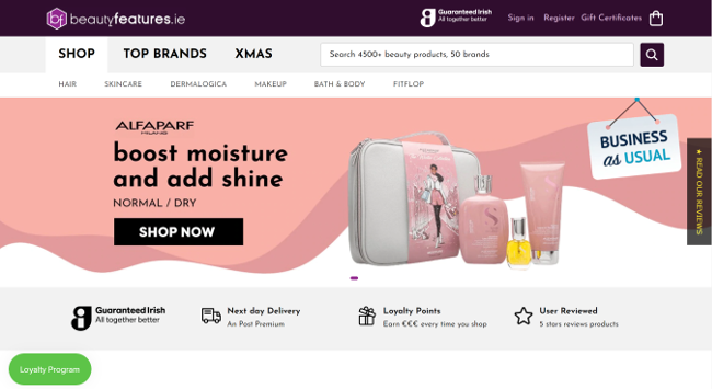 Beauty features website.