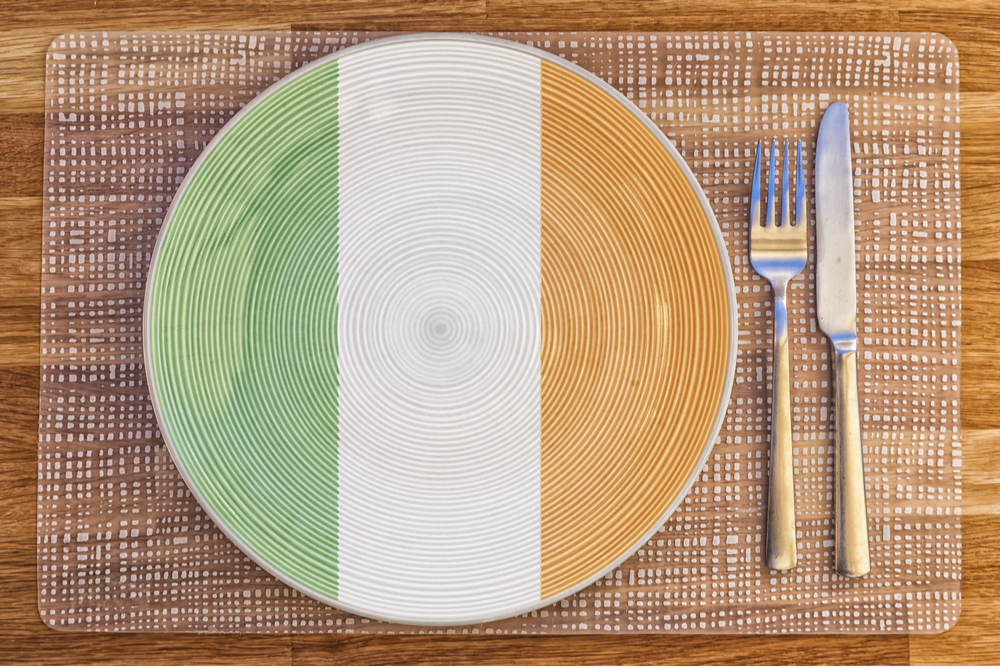 Plate in colour of Irish tricolour.