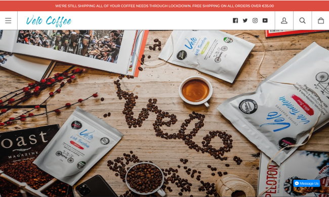 Velo coffee website.