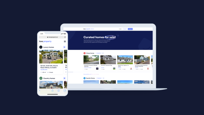 Desktop and mobile version of LoveProperty.ie.