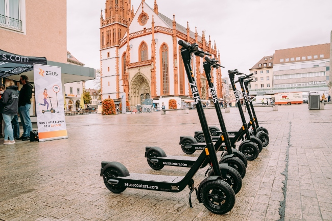 scooters parked in Wurzburg.