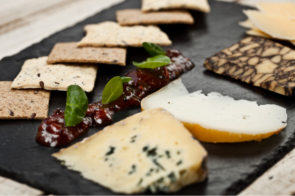 Irish cheeses on a cheeseplate.