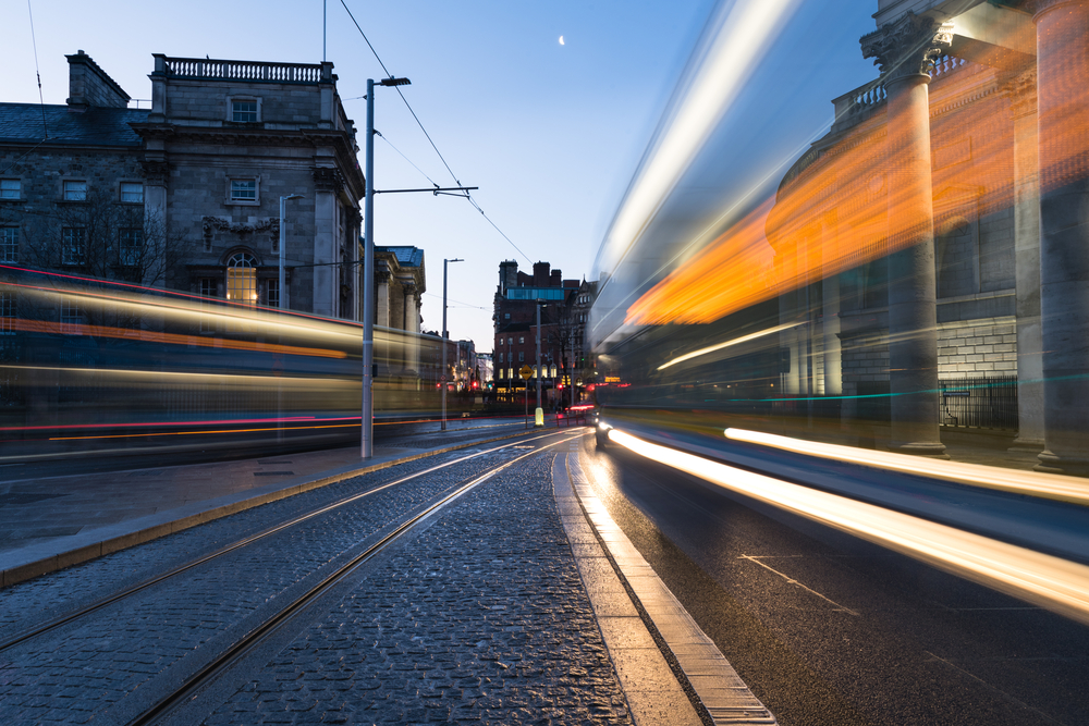 Lights on a Dublin street.