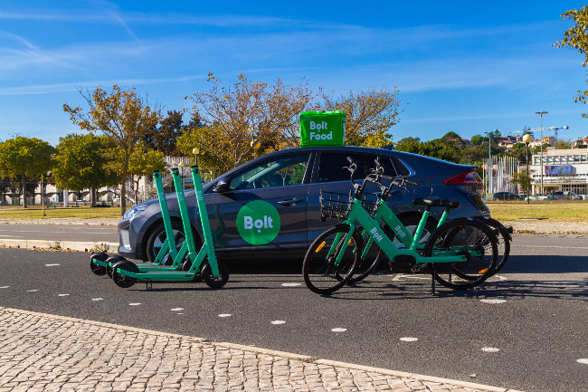 Bolt taxi, bikes and scooters.