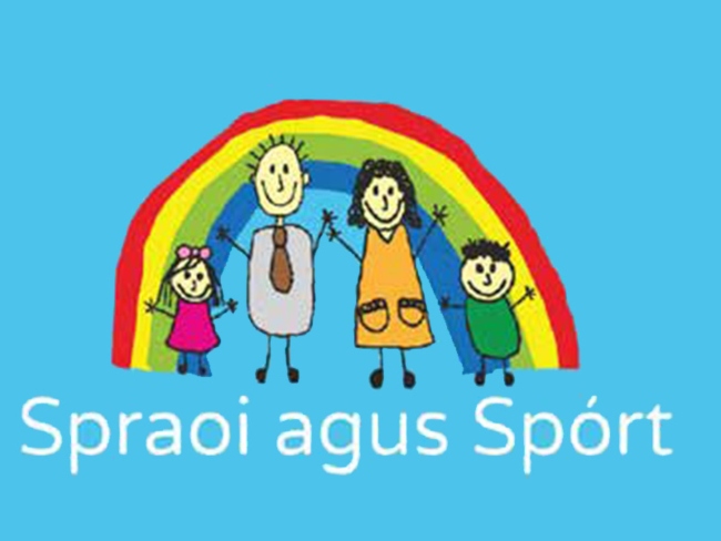 Colourful logo showing a happy family in front of a rainbow.