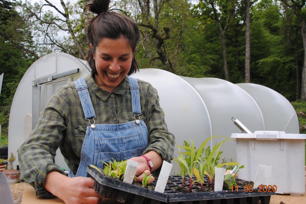 Woman gardening.