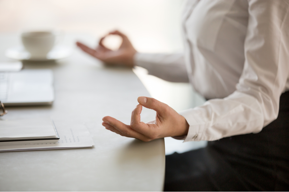 Office meditation for reducing work stress relief.