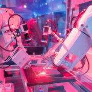 robotic arm catch for electronic assembly line.