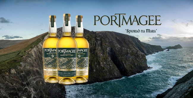 Bottles and logo for Portmagee Whiskey.