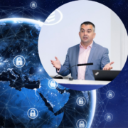 Man inset on cybersecurity theme.