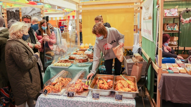 bakery stall in a market.