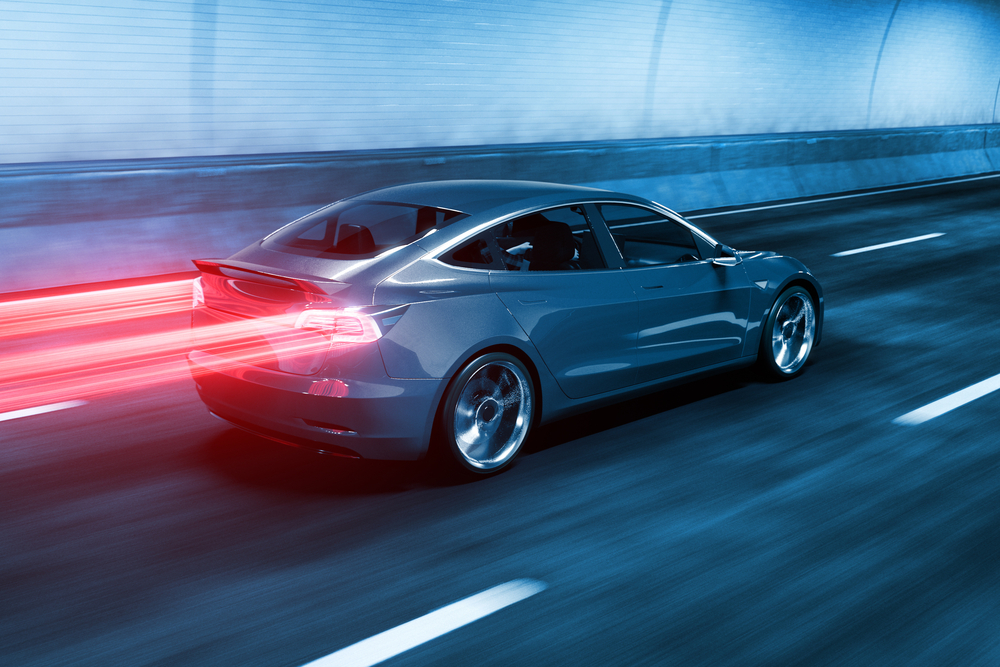 Electric car in a tunnel.