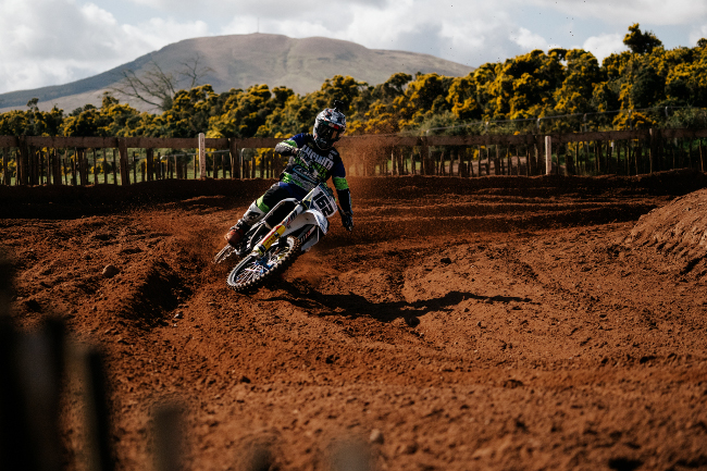 Motorbike on dirt track.