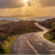 Sunset on the beautiful Beara way in West Cork, Ireland.