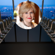 Woman inset on image of boardroom.