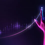 Hand showing upcurve in financial performance.