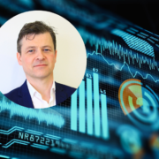 Man inset on image of data analytics.